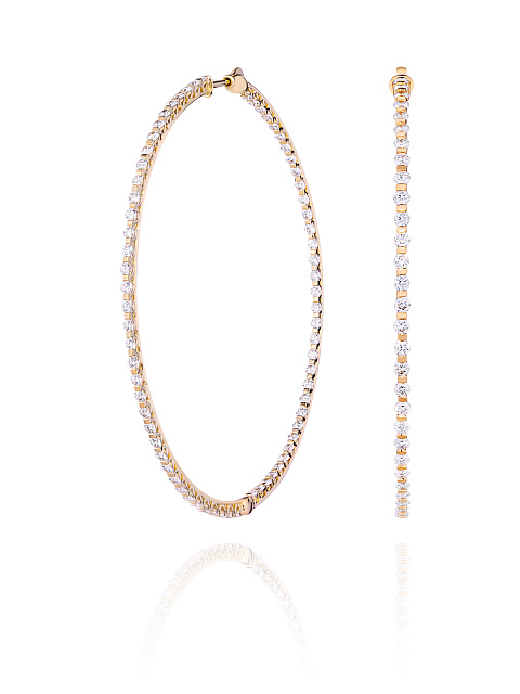Hoops in yellow gold with diamonds, 1
