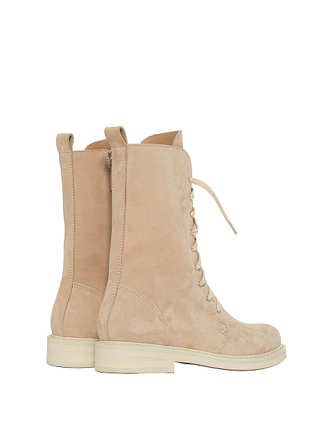 Beige Tall Lace Up Boots, 3