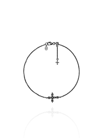 Blackened gold bracelet with cross, 1