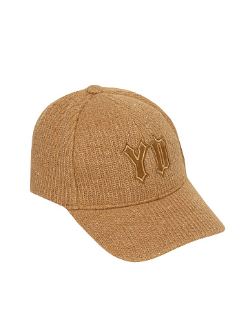 Light Brown Lurex & Suede "YD" Cap, 1