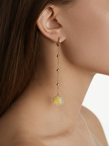 Mother of Pearl & Gold "Rose" Earrings, 2