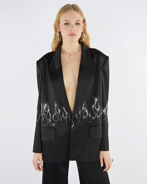 Black Rhinestones Silk Suit, 8 Black Rhinestones Silk Suit, 8