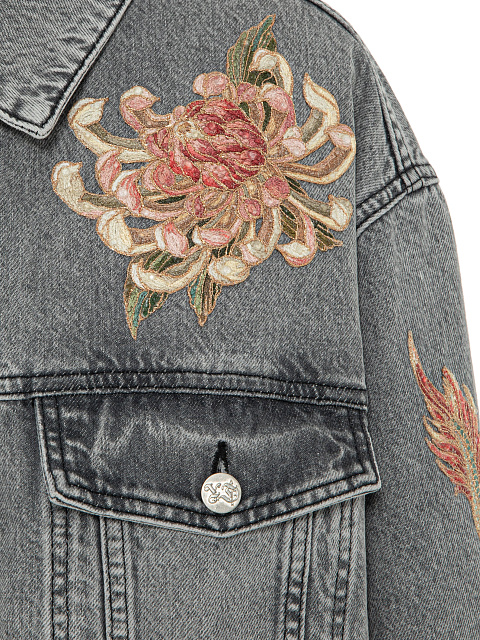 Grey denim jacket with embroidery, 5