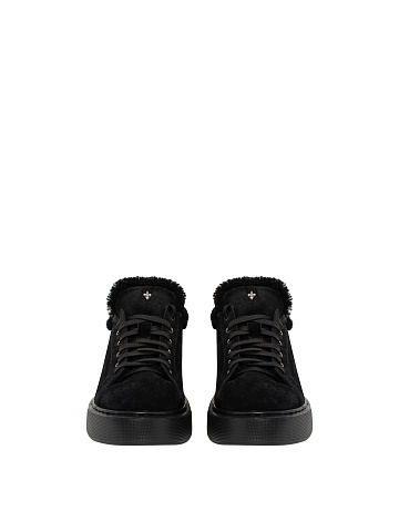 Black Shearling Lily Sneakers, 2