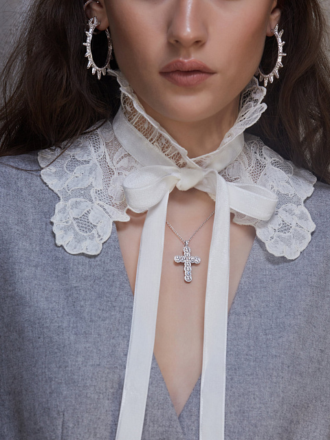 White Gold Diamond Hoop Earrings, 6