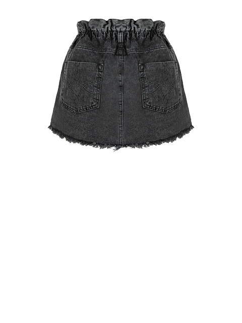 Dark Gray Denim Miniskirt With Holes, 2