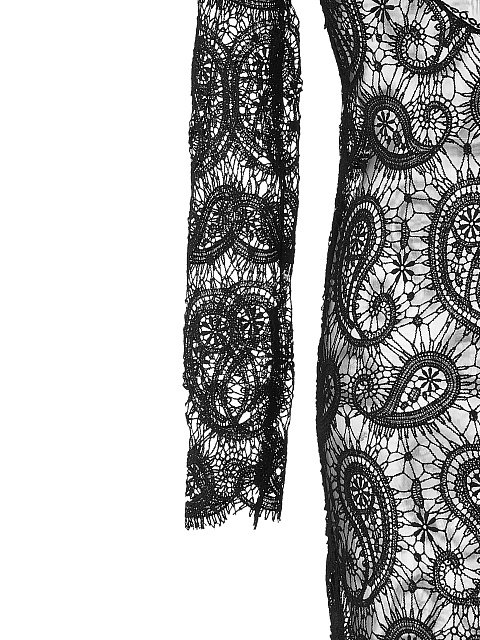 Black Lace Open Back Midi Dress, 3