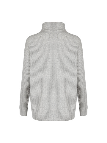 Grey Cashmere Ribbed Knit Sweater, 2