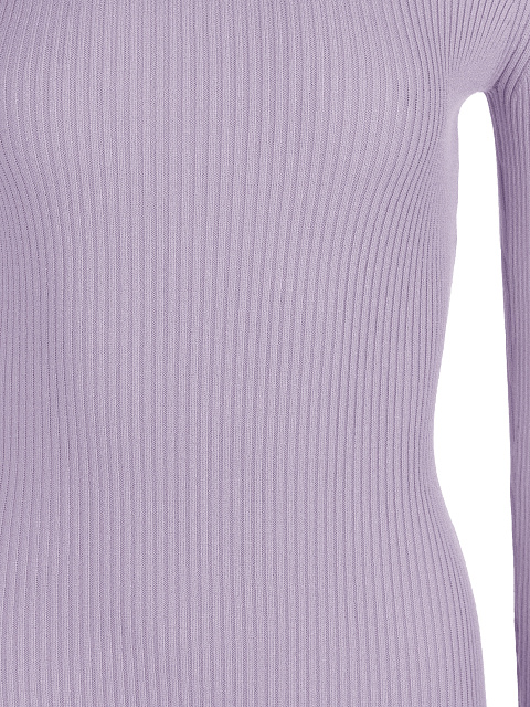 Lilac Rib Knit Turtleneck Maxi Dress, 3