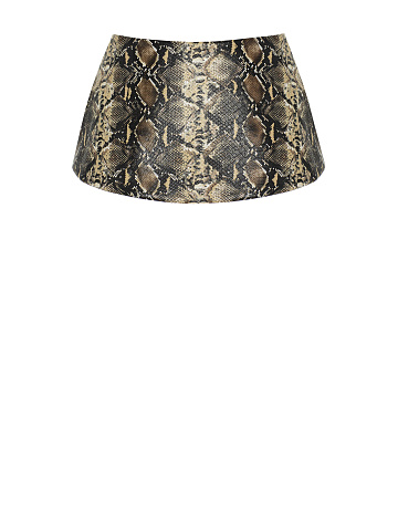 Beige faux leather peplum belt with snakeskin print, 2