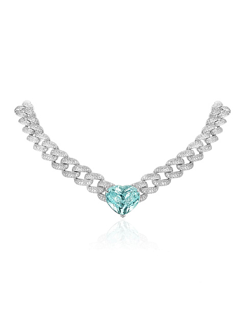 White Gold Tourmaline Paraiba Diamond Necklace, 1