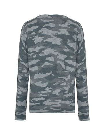 Gray men's cashmere sweater with print, 2