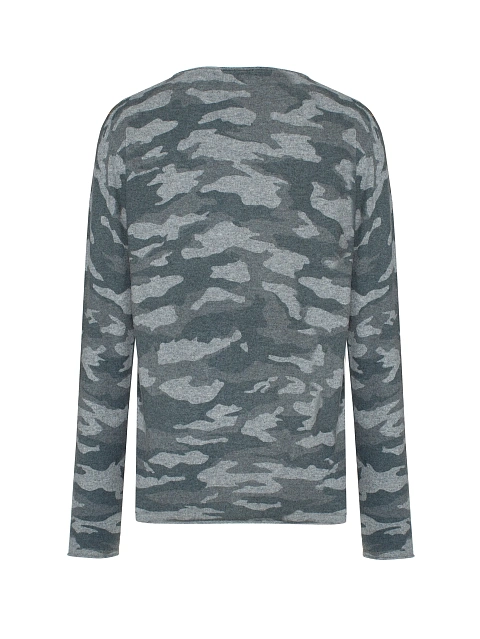Gray men's cashmere sweater with print, 2