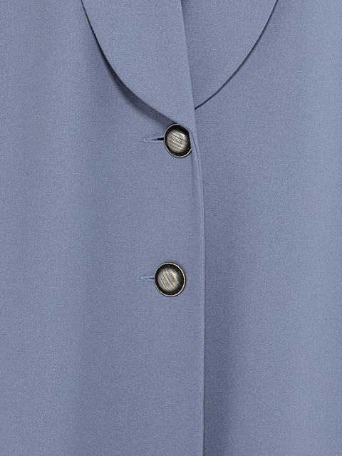 Blue Single-breasted Wool Coat, 3