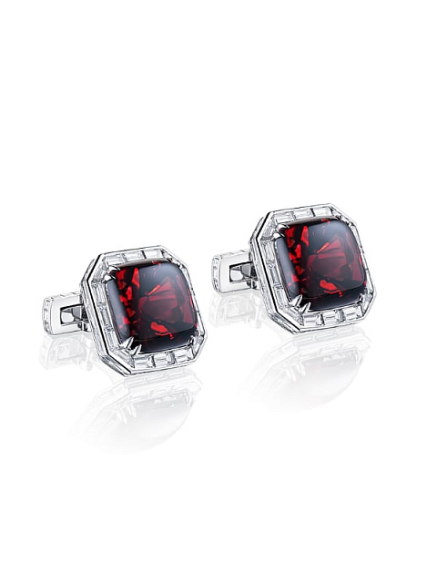 White Gold Garnet & Diamonds Cufflinks, 1