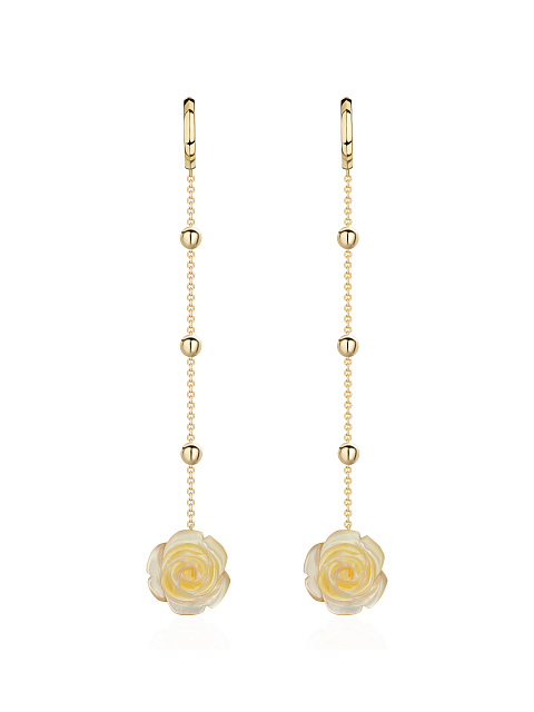 Mother of Pearl & Gold "Rose" Earrings, 1