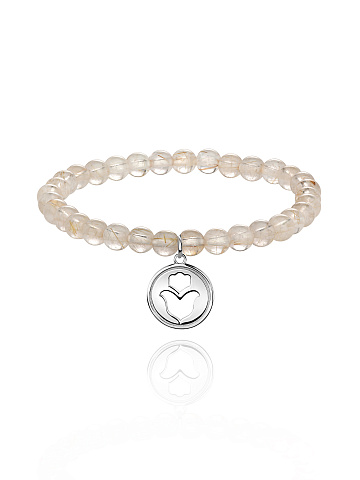 Silver & Rutilated Quartz Beaded Bracelet, 1