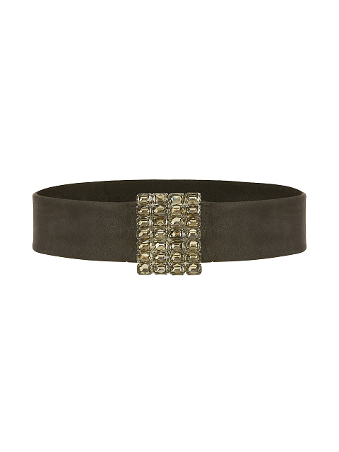 Brown Leather & Rhinestones Belt, 1