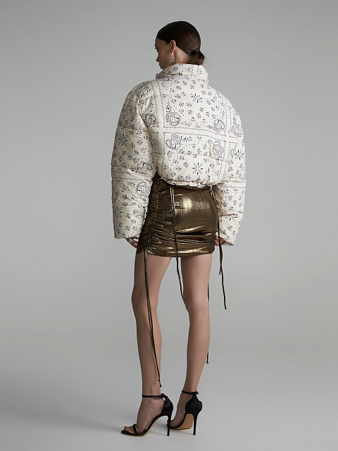 Milk‑colored cropped down jacket with paisley pattern, 7 Milk‑colored cropped down jacket with paisley pattern, 7