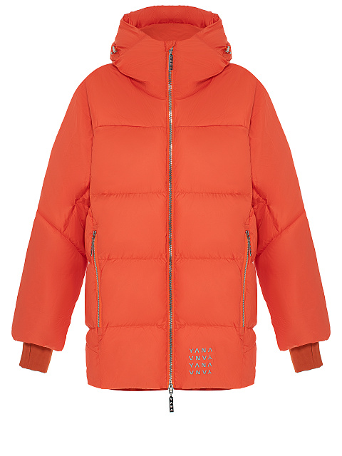 Red Unisex Hooded Puffer Jacket, 1
