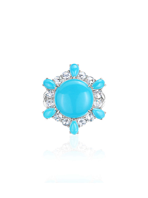 White gold ring with turquoise, 3