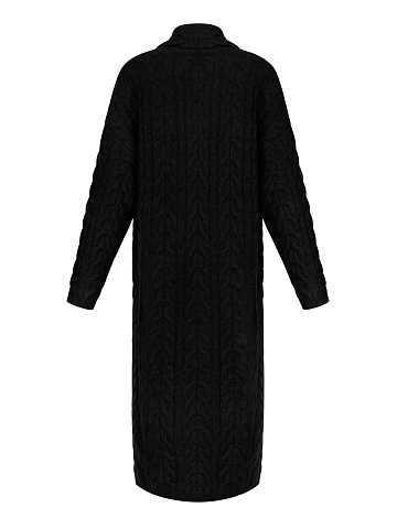 Black Cashmere Cable Knit Long Cardigan, 2