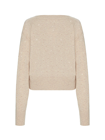 Light Pink Rhinestone Cashmere Pullover, 2