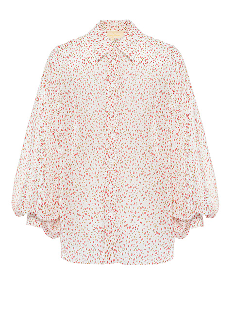 White Floral Print Chiffon Blouse, 1 White Floral Print Chiffon Blouse, 1