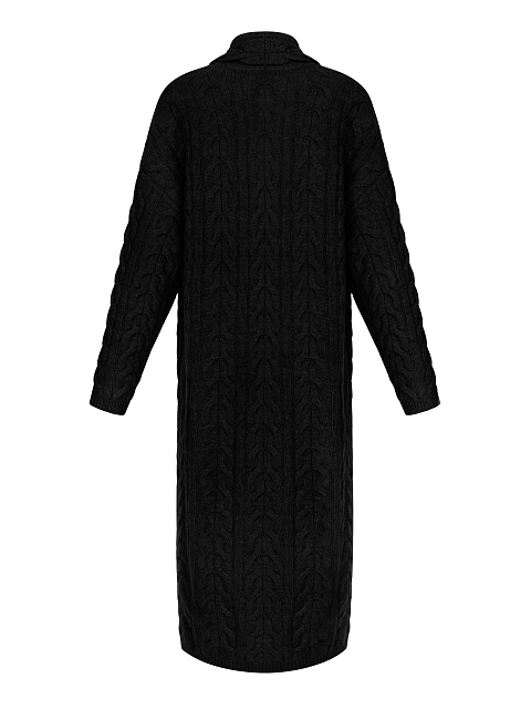 Black Cashmere Cable Knit Long Cardigan, 2