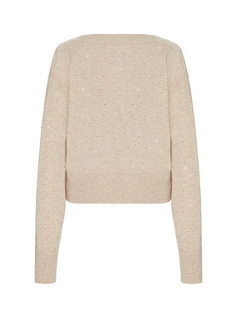 Light Pink Rhinestone Cashmere Pullover, 2