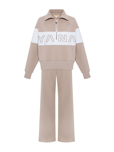 Beige & White Embroidered Tracksuit, 1 Beige & White Embroidered Tracksuit, 1