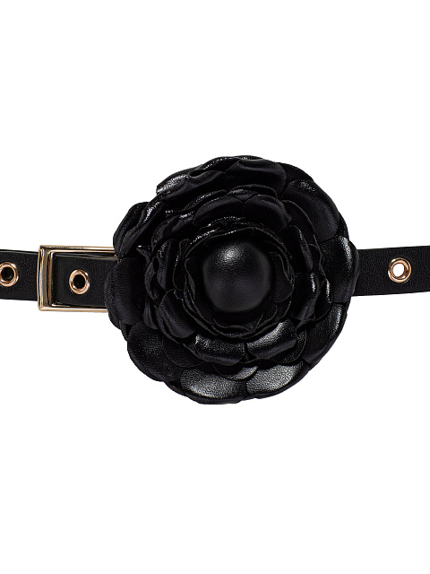 Black eco-leather belt with a rose, 3 Black eco-leather belt with a rose, 3