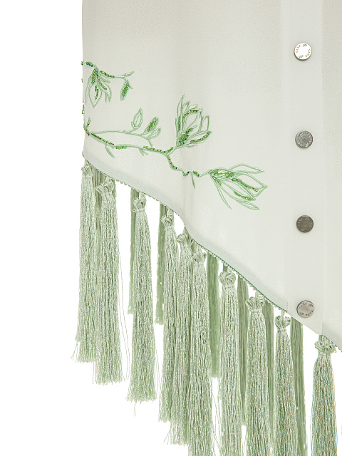 White Embroidered Asymmetrical Mini Dress, 4