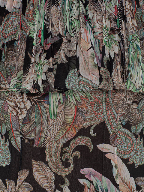 Black Floral Print Chiffon Mini Dress, 6