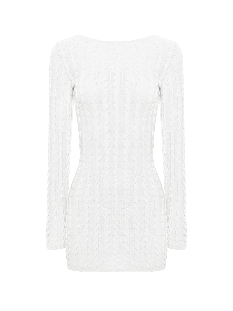 White knitted mini dress with open back, 1 White knitted mini dress with open back, 1