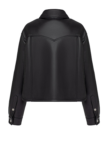 Black Leather & Shearling Cropped Jacket, 2