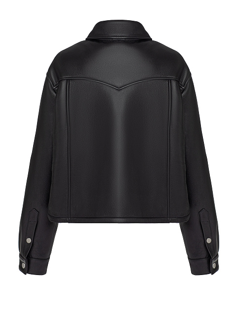 Black Leather & Shearling Cropped Jacket, 2 Black Leather & Shearling Cropped Jacket, 2