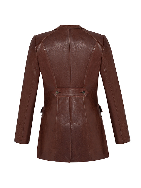 Brown Leather Skirt Suit, 2
