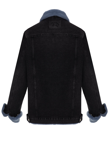 Black Denim Shearling Jacket, 2