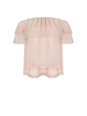 Pink Chiffon Off Shoulder Top, 1