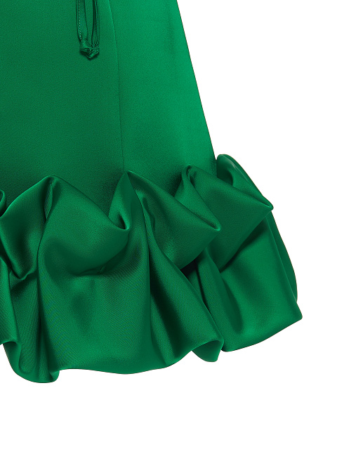 Emerald Green Satin Mini Dress With Puffs, 3 Emerald Green Satin Mini Dress With Puffs, 3