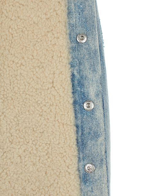 Light Blue Distressed Denim & Shearling Jacket, 5 Light Blue Distressed Denim & Shearling Jacket, 5