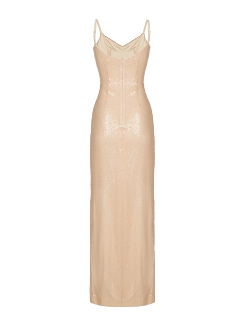 Beige Sequined Maxi Dress, 2 Beige Sequined Maxi Dress, 2