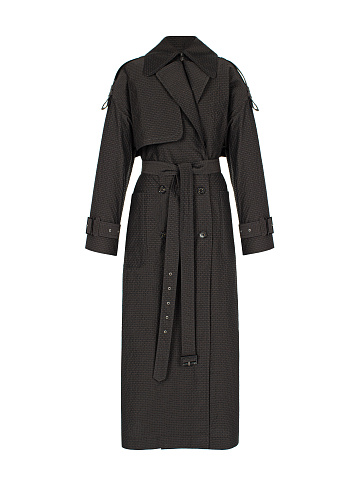 Brown Patterned Trench Coat, 2