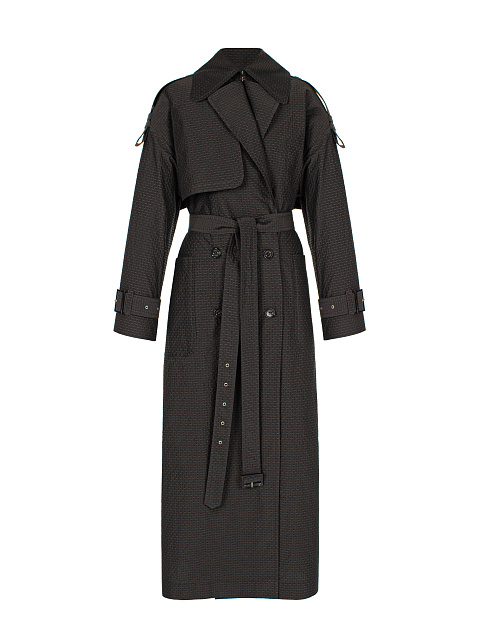 Brown Patterned Trench Coat, 2 Brown Patterned Trench Coat, 2