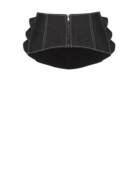 Black denim peplum belt with zipper, 1 Black denim peplum belt with zipper, 1