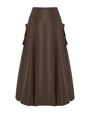Brown Taffeta Midi Skirt, 2