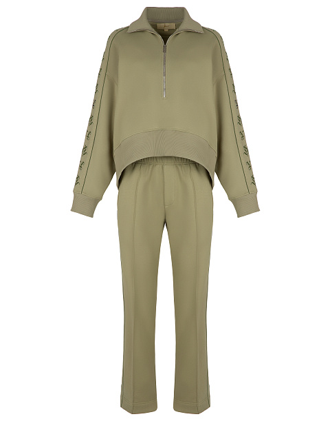 Green YD Embroidery Olive Green Jersey Suit, 1