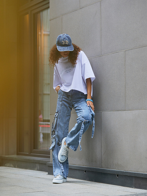 Light Blue Denim & Leather Sneakers, 7