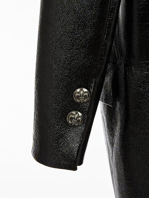 Black Patent Leather Double-Breasted Coat, 5